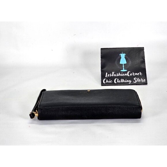Kate Spade Women's Saffiano Black Leather Zip-Around Wristlet Wallet 133 - Picture 11 of 14